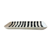 handmade and handpainted black and white striped serving platter
