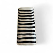 handmade and handpainted black and white striped serving platter