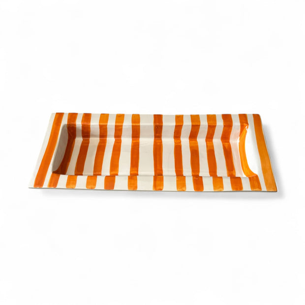  Handmade & Handpainted Orange & White Serving Platter