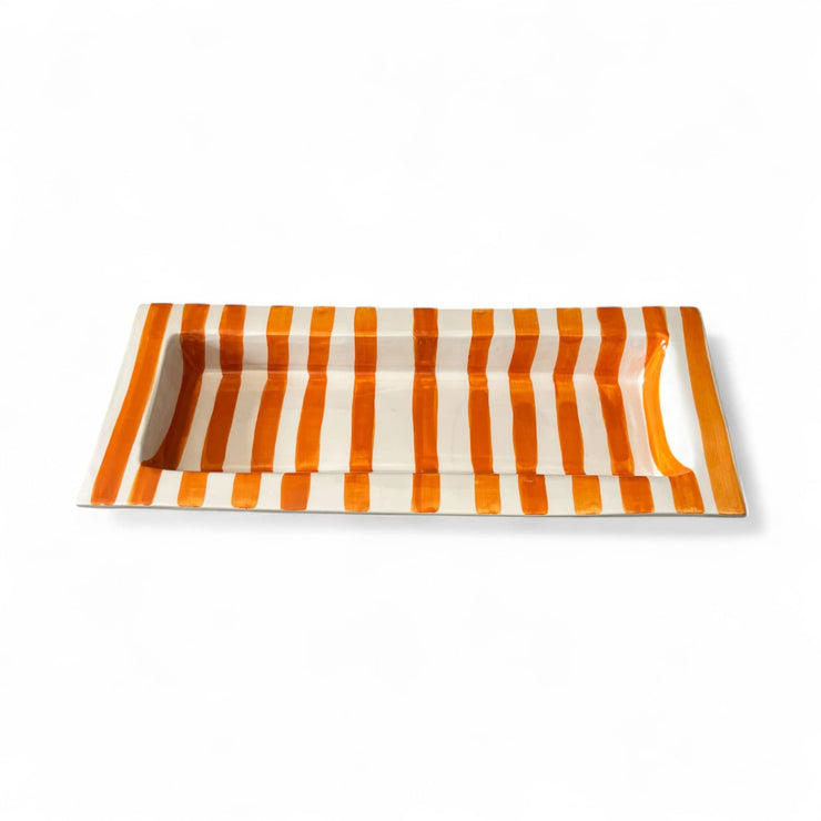  Handmade & Handpainted Orange & White Serving Platter