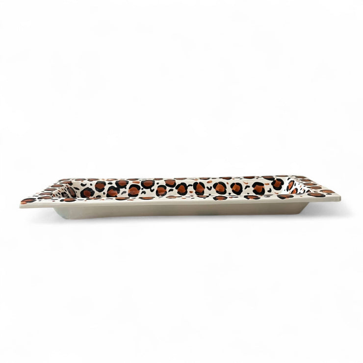 Handpainted Leopard Print Serving Dish / Trough
