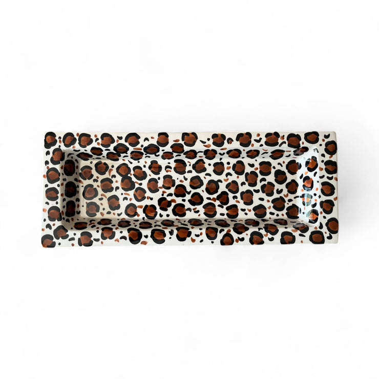 Handpainted Leopard Print Serving Dish / Trough