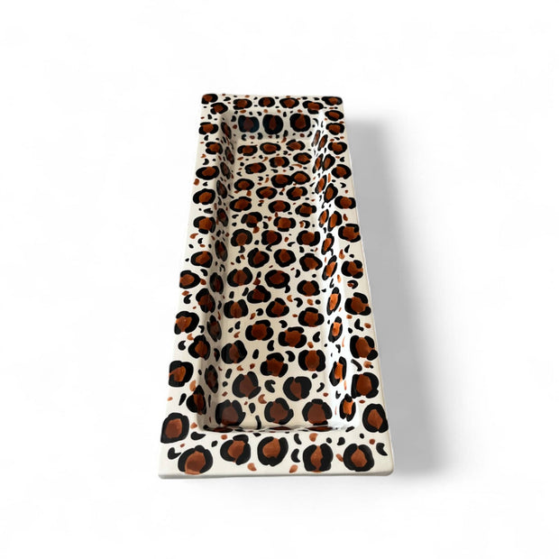 Handpainted Leopard Print Serving Dish / Trough