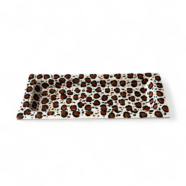 Handpainted Leopard Print Serving Dish / Trough