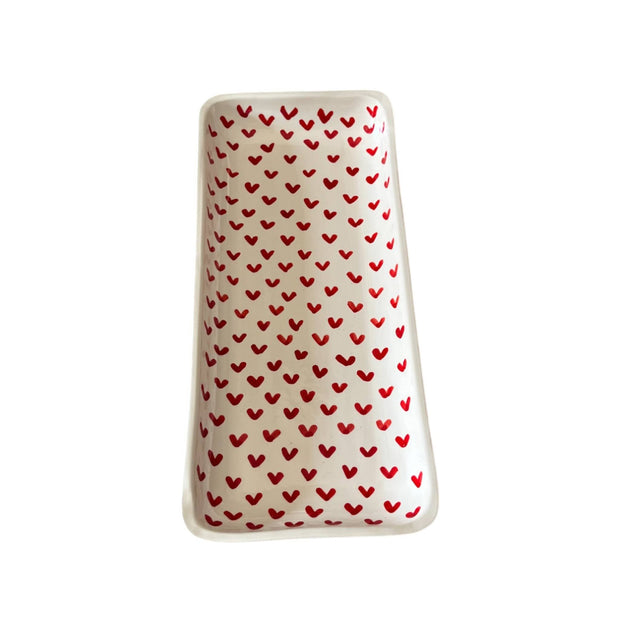 Handpainted Red Heart Pattern Serving Dish (31 x 14 x 3.5 cm)