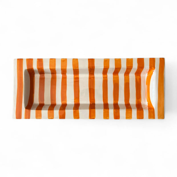  Handmade & Handpainted Orange & White Serving Platter
