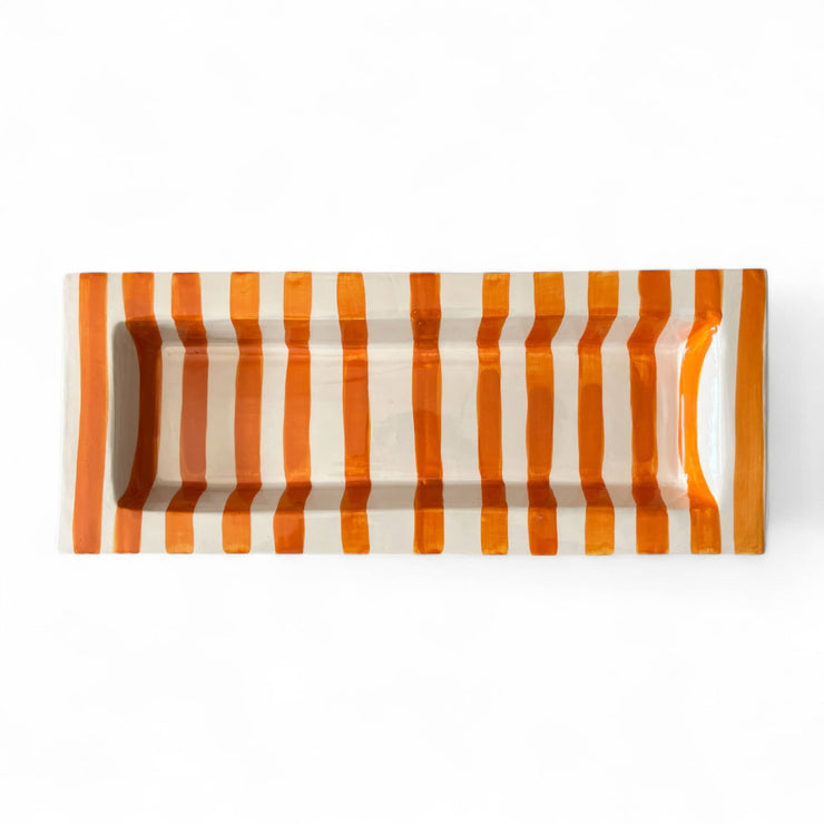  Handmade & Handpainted Orange & White Serving Platter
