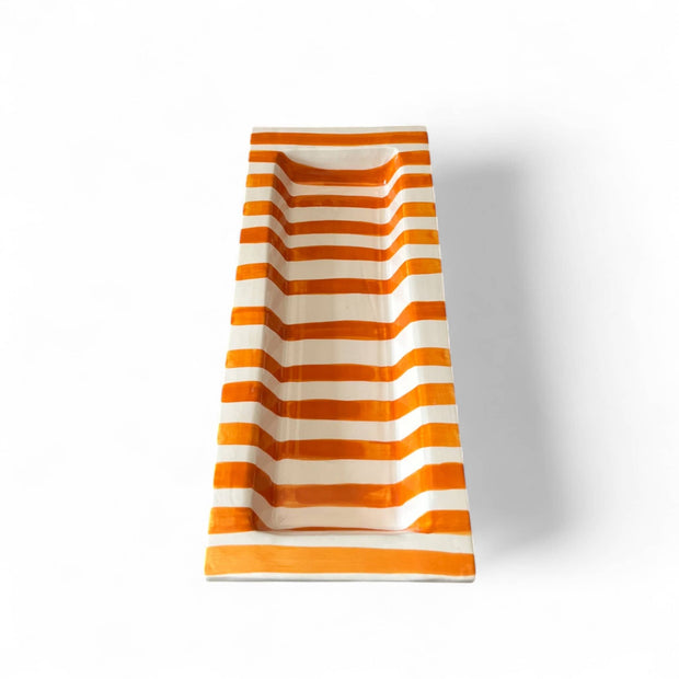  Handmade & Handpainted Orange & White Serving Platter