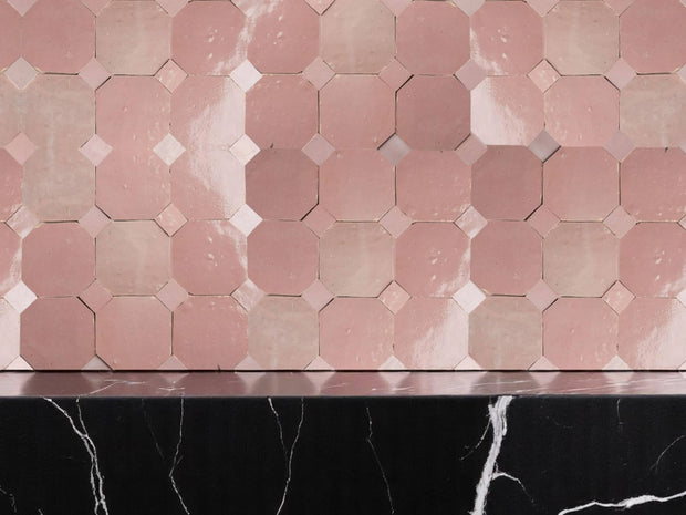 Handcrafted Pink Moroccan Zellige Tiles