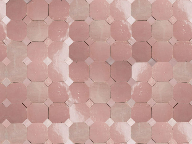 Handcrafted Pink Moroccan Zellige Tiles