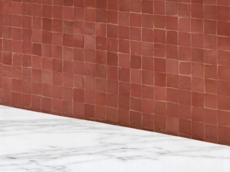 Handmade Blushing Mistress – Deep Pink Moroccan Zellige Tile