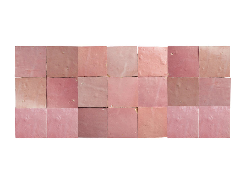 Handmade Blushing Mistress – Deep Pink Moroccan Zellige Tile