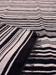 Handwoven Moroccan Black & White Cotton Throw (9.3 x 5.4 ft)