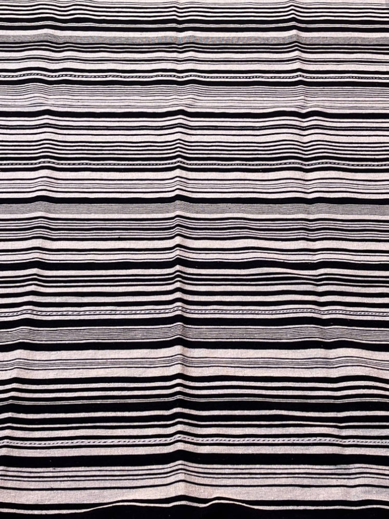 Handwoven Moroccan Black & White Cotton Throw (9.3 x 5.4 ft)