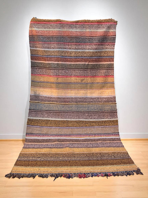 Bring Earthy Warmth Home with This Handwoven Moroccan Kilim Rug (9.0 x 4.8 ft)