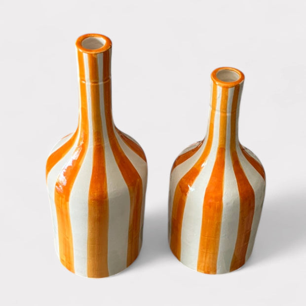  Handcrafted Orange & White Striped Vase (24 cm / 28 cm)