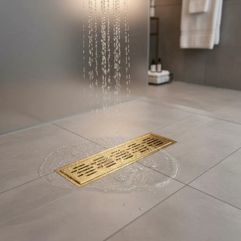 luxury brass linear drain walk in shower floor