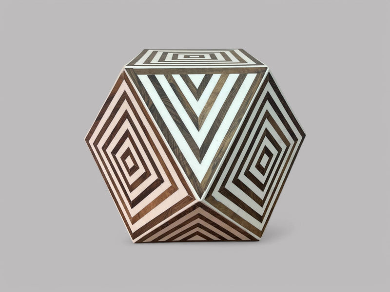 Resin and Walnut Side Table 