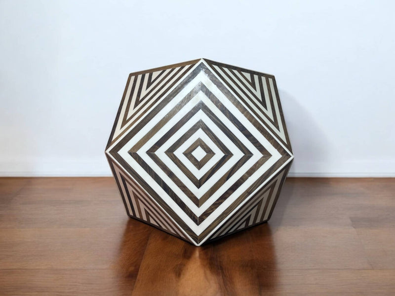 Resin and Walnut Side Table 