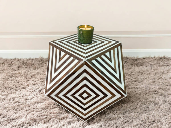 Resin and Walnut Side Table 