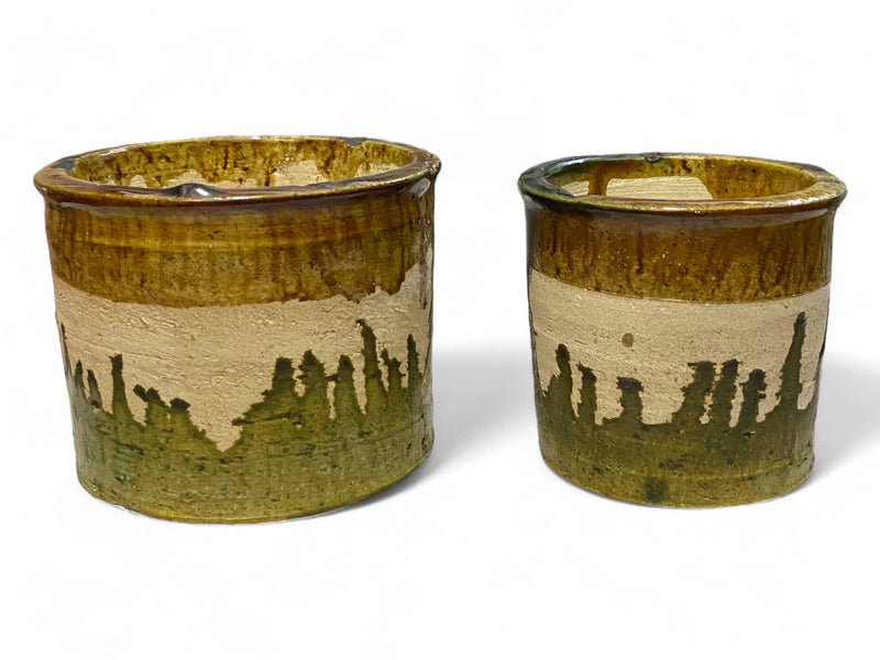 Handmade Moroccan Green & Ochre Glaze Tamegroute Planter/Pot: Small, Medium, Large Ceramic Pottery for Decoration, Plants