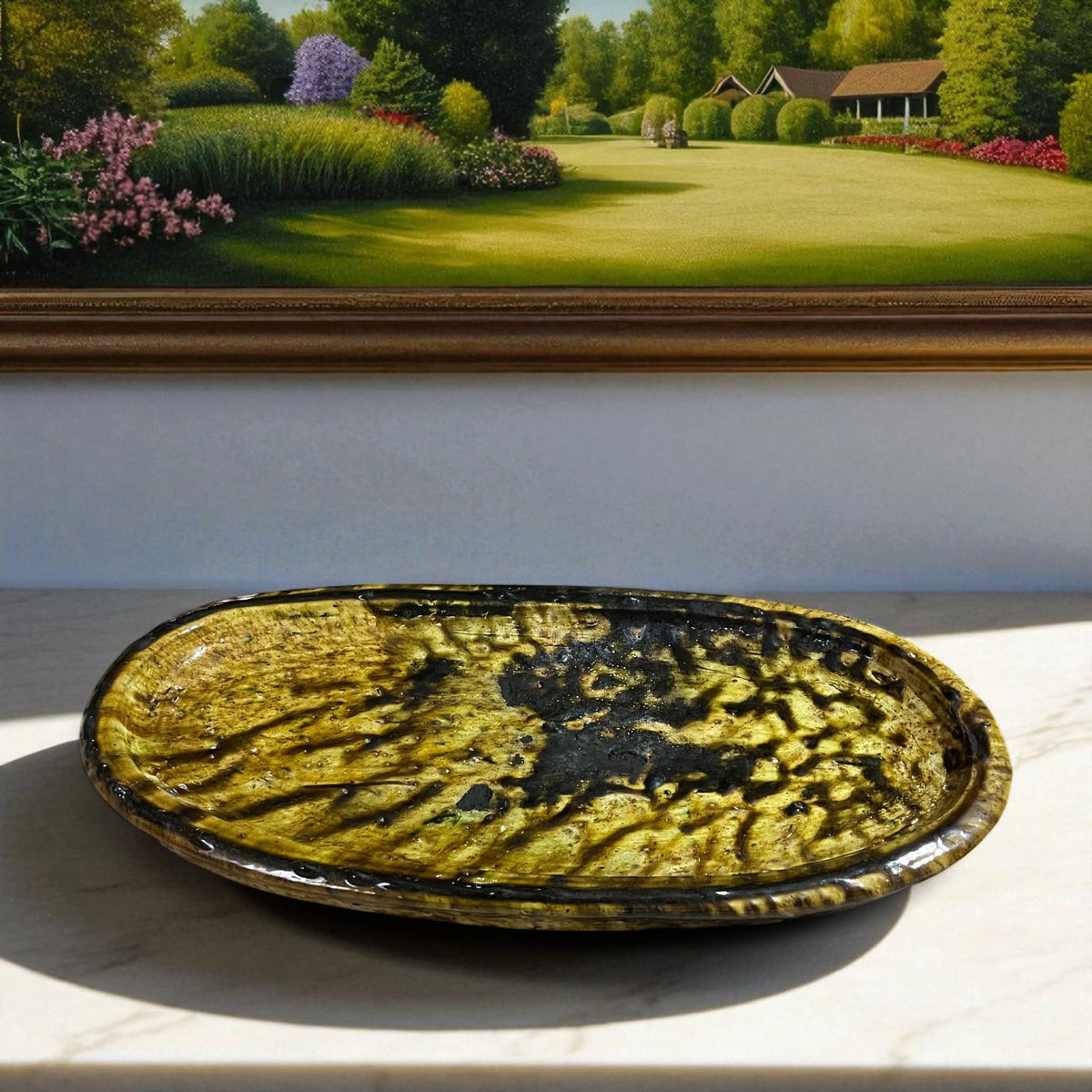 Authentic Tamegroute Oval Glazed Platter (Approx. 56 x 27 cm)