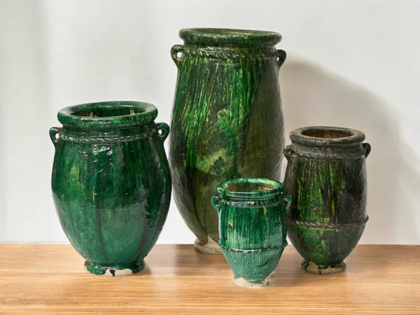 Green Glazed Jar Vases