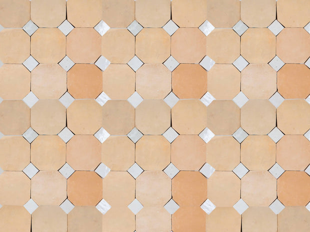 Handcrafted Natural & White Moroccan Zellige Tiles