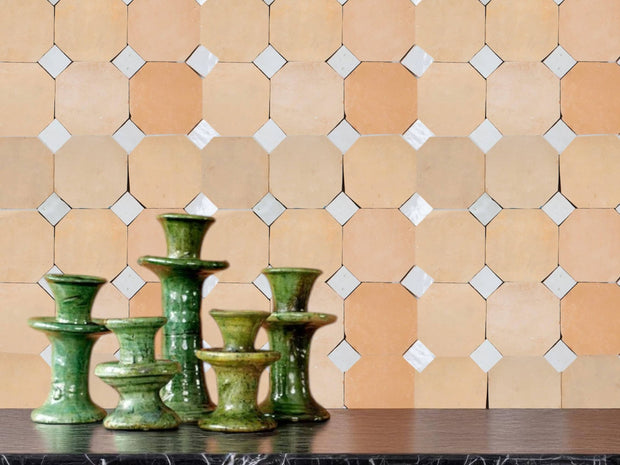 Handcrafted Natural & White Moroccan Zellige Tiles