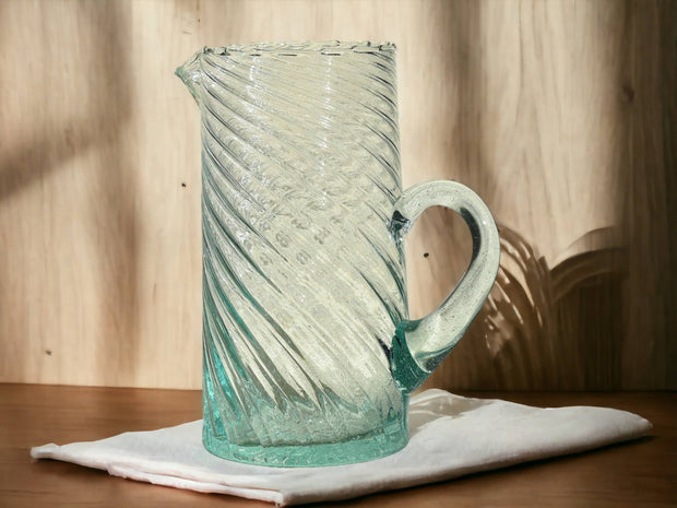 Handcrafted Sustainable Beldi Jug: Unique Recycled Glassware from Marrakesh