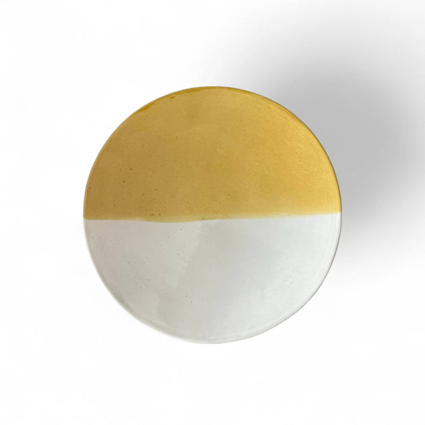 Handmade Two-Toned Yellow & White Moroccan Plates (Set of 2 - 20/25 cm)