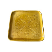 Premium Hand-Engraved Yellow Moroccan Square Plate (Available in 3 Sizes)