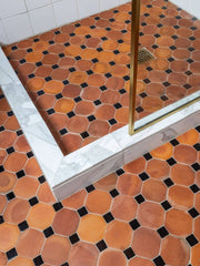 Handcrafted Natural & Black Moroccan Zellige Tiles – Octagon & Bouchon Patterns