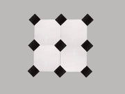 Handcrafted White & Black Moroccan Zellige Tiles – Octagon & Bouchon Patterns
