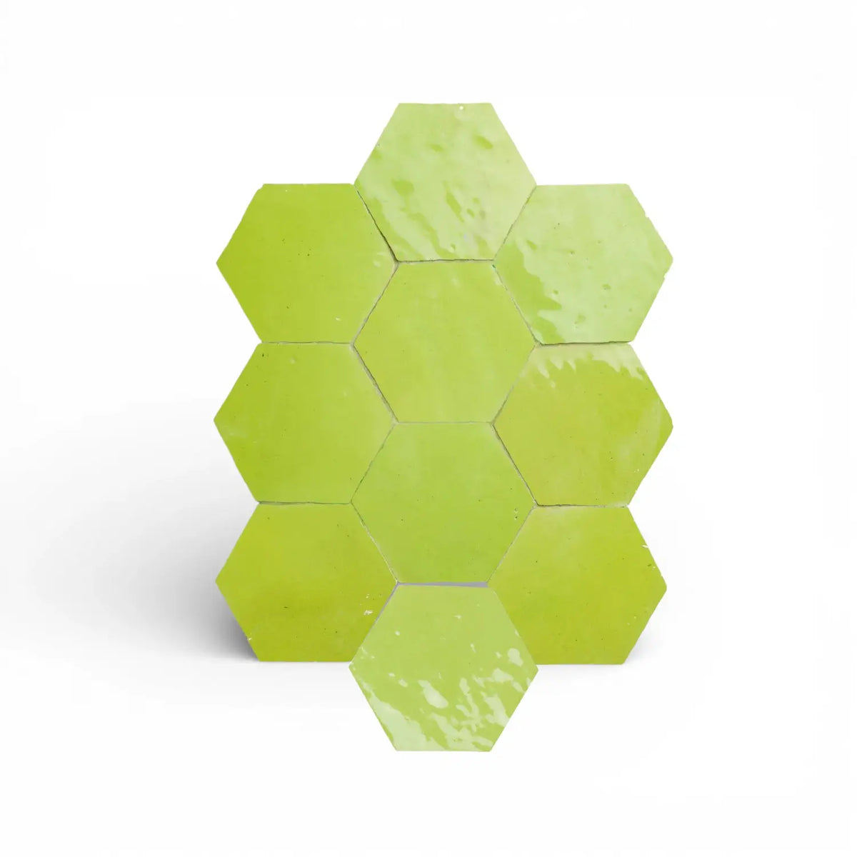 lime green hexagon zellige tile handmade moroccan ceramic tile
