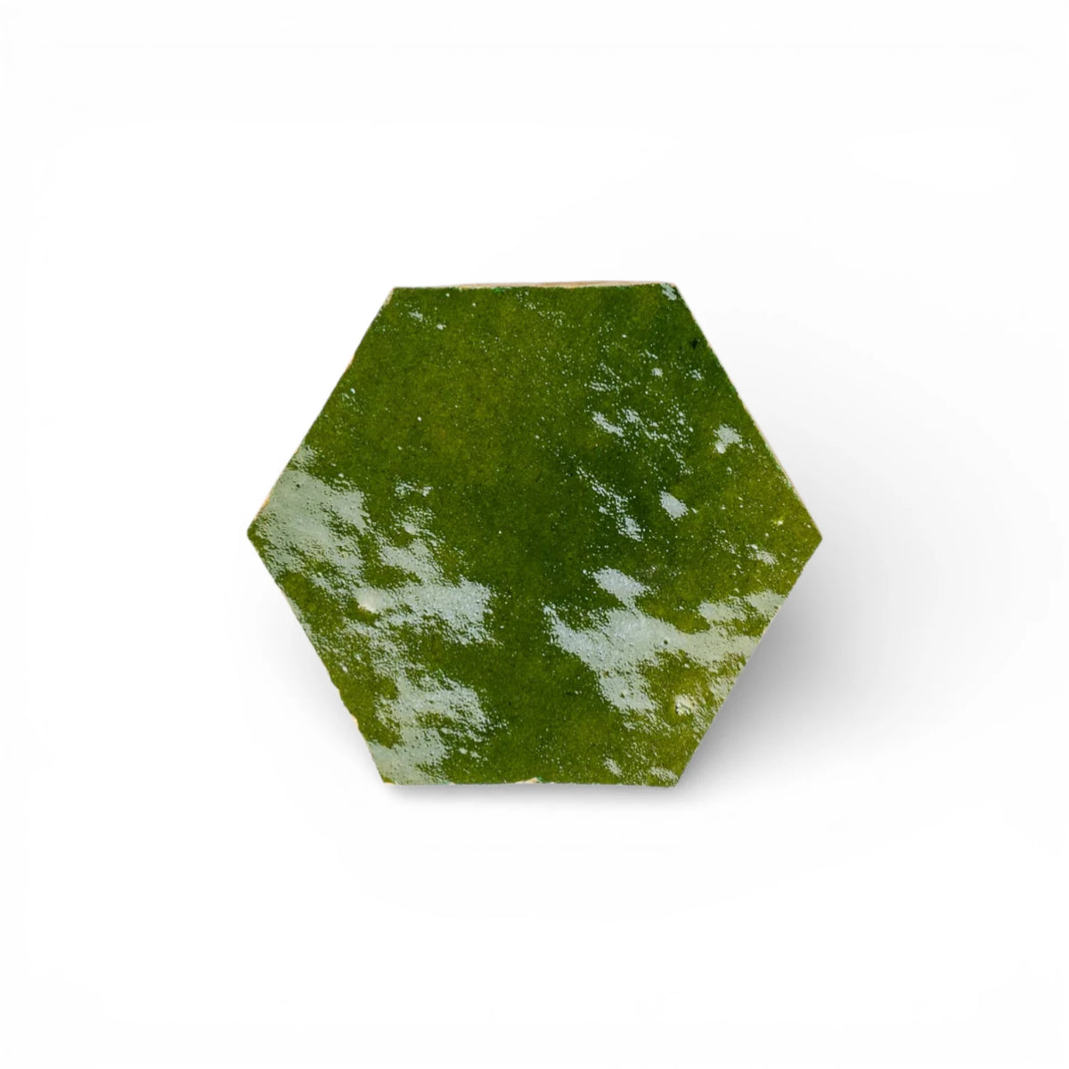 handmade green hexagon moroccan zellige tile glossy glazed terracotta