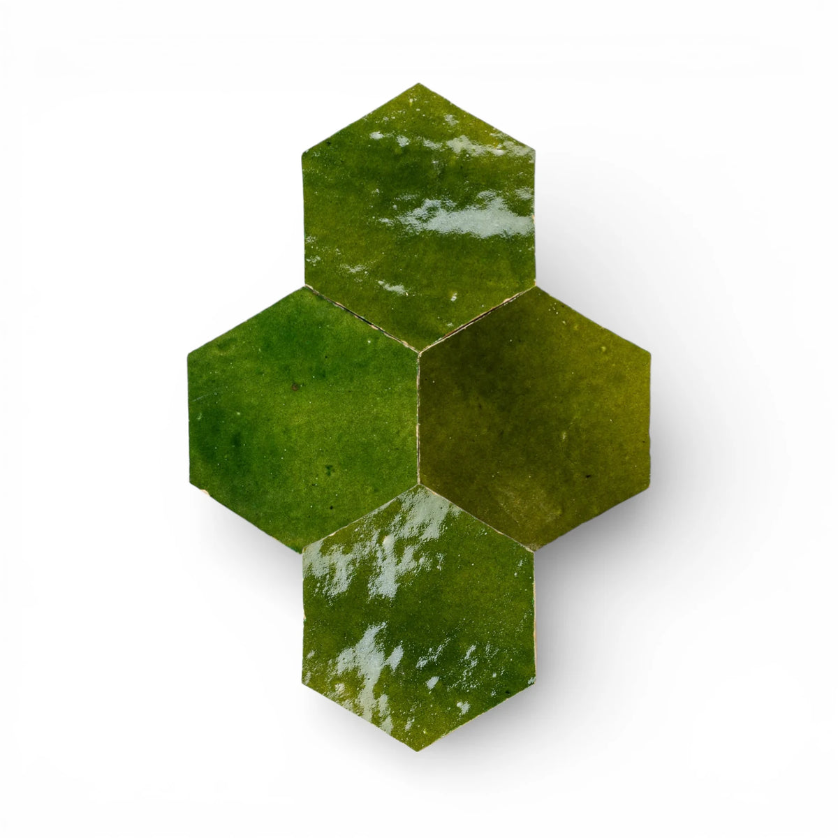 handmade green hexagon moroccan zellige tile glossy glazed terracotta