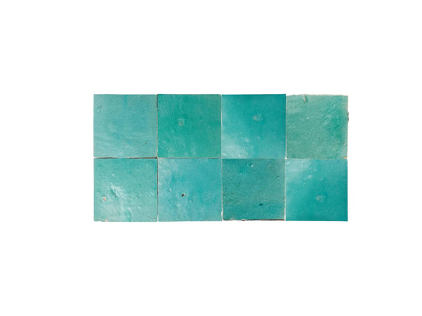 Zellige | Turquoise | Square Tile – Handmade Moroccan Clay