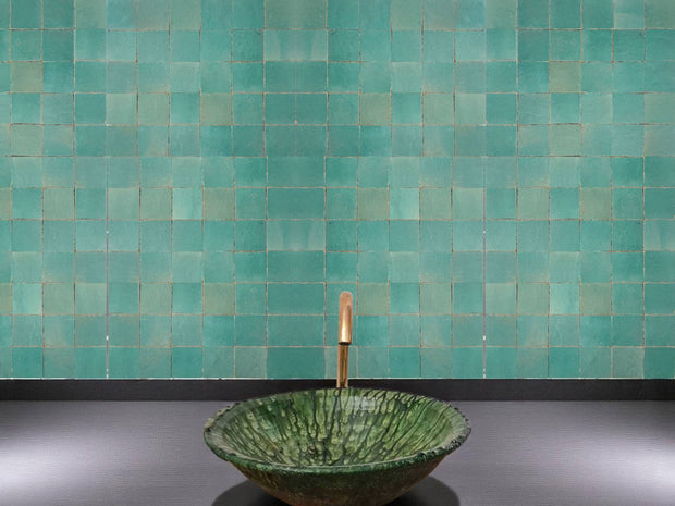 Zellige | Turquoise | Square Tile – Handmade Moroccan Clay