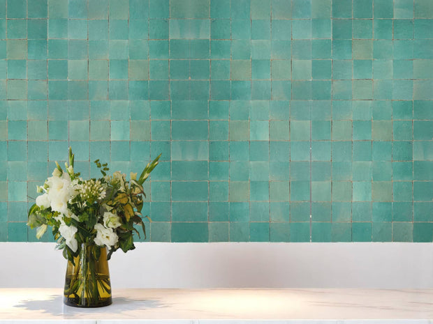 Zellige | Turquoise | Square Tile – Handmade Moroccan Clay
