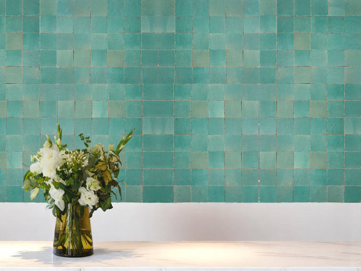 Zellige | Turquoise | Square Tile – Handmade Moroccan Clay