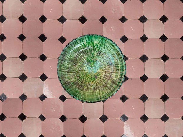 Handcrafted Pink & Black Moroccan Zellige Tiles – Octagon & Bouchon Patterns