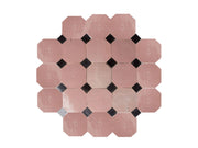 Handcrafted Pink & Black Moroccan Zellige Tiles – Octagon & Bouchon Patterns