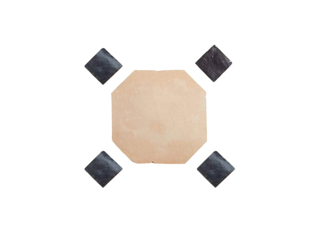 Handcrafted Natural & Black Moroccan Zellige Tiles – Octagon & Bouchon Patterns