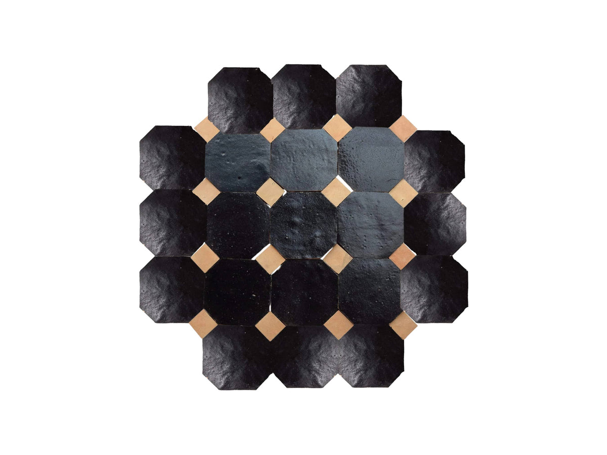 Handcrafted Black & Natural Moroccan Zellige Tiles
