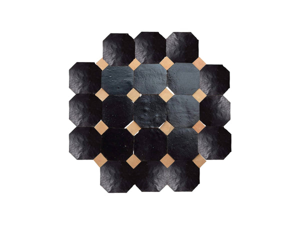 Handcrafted Black & Natural Moroccan Zellige Tiles