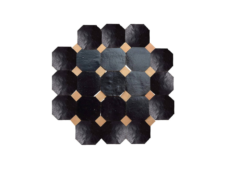 Handcrafted Black & Natural Moroccan Zellige Tiles