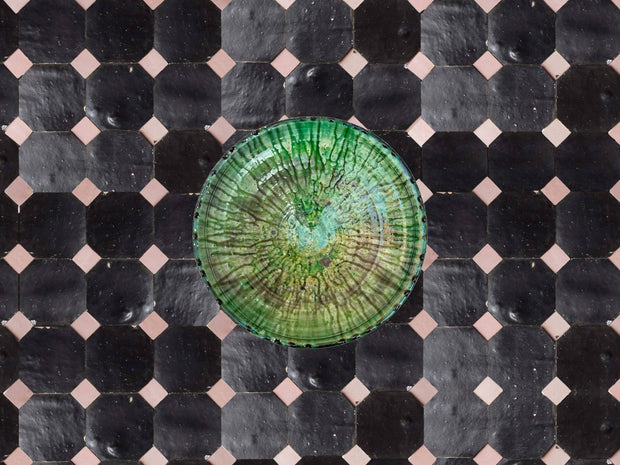 Handcrafted Black & Pink Moroccan Zellige Tiles – Octagon & Bouchon Patterns