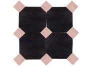 Handcrafted Black & Pink Moroccan Zellige Tiles – Octagon & Bouchon Patterns